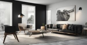 Czarna ściana w salonie: Odważna aranżacja wnętrz, kt&oacute;re inspirują