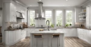 Biała kuchnia z czarnym blatem: aranżacje, jakie meble i podłoga wybrać?