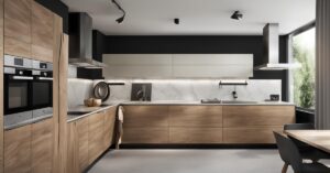 Kuchnia czarna z drewnem: Inspiracje i pomysły na elegancką aranżację wnętrza