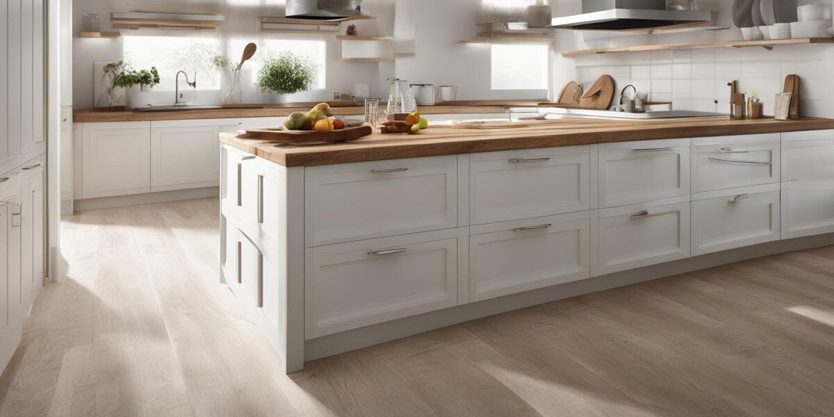 Biała kuchnia z drewnianym blatem jaka podłoga? Inspiracje i porady