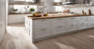 Biała kuchnia z drewnianym blatem jaka podłoga? Inspiracje i porady