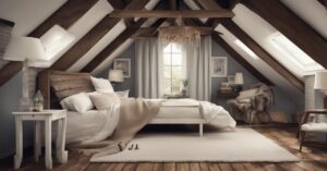 Romantyczna sypialnia na poddaszu: Klimatyczna aranżacja ze skosami