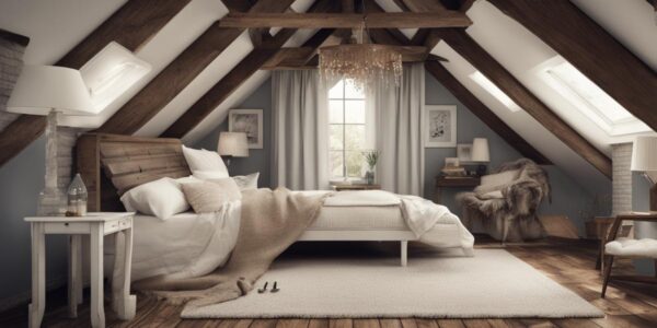 Romantyczna sypialnia na poddaszu: Klimatyczna aranżacja ze skosami