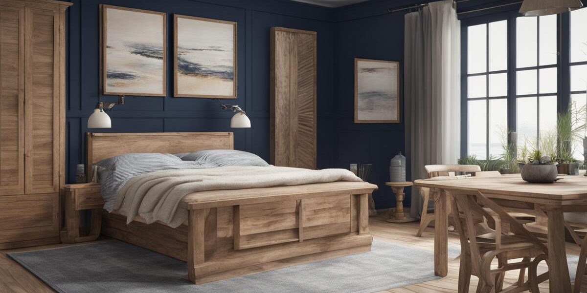 Kuchnia granat z drewnem – inspiracja na 2023 w aranżacji otwartego salonu