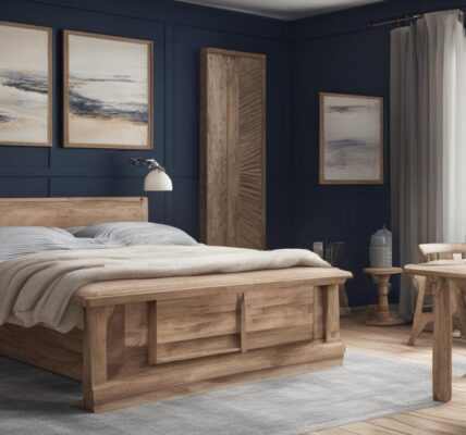 Kuchnia granat z drewnem – inspiracja na 2023 w aranżacji otwartego salonu